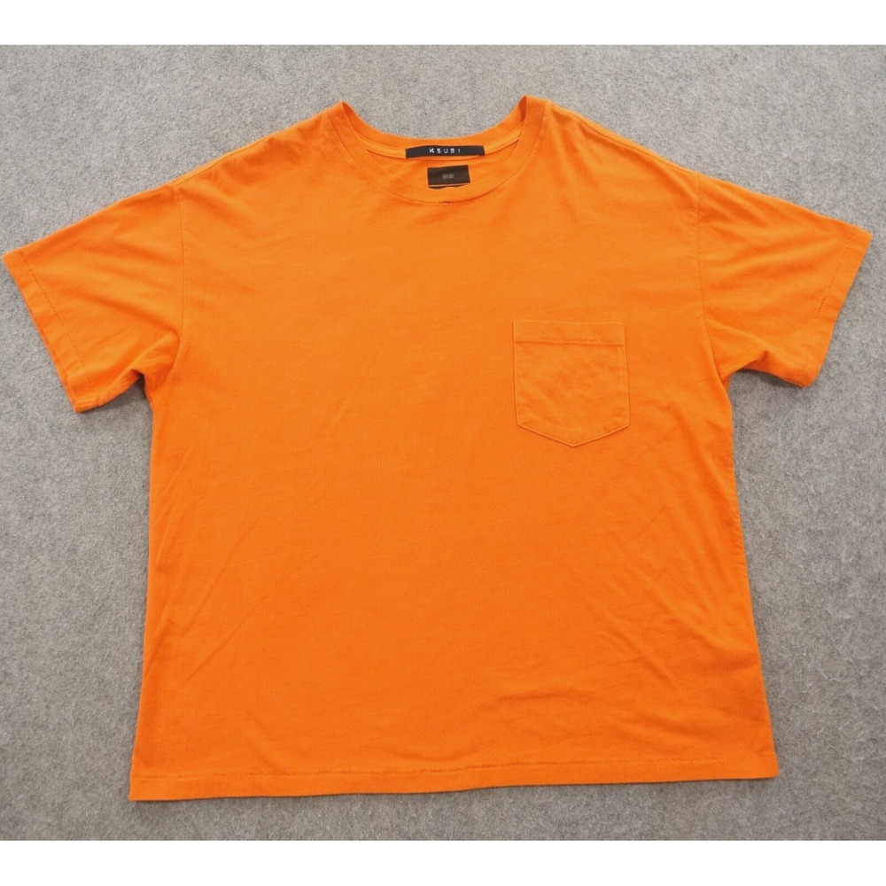Ksubi Shirt Mens Small Orange Crew Neck Short Sleeve Logo Streetwear